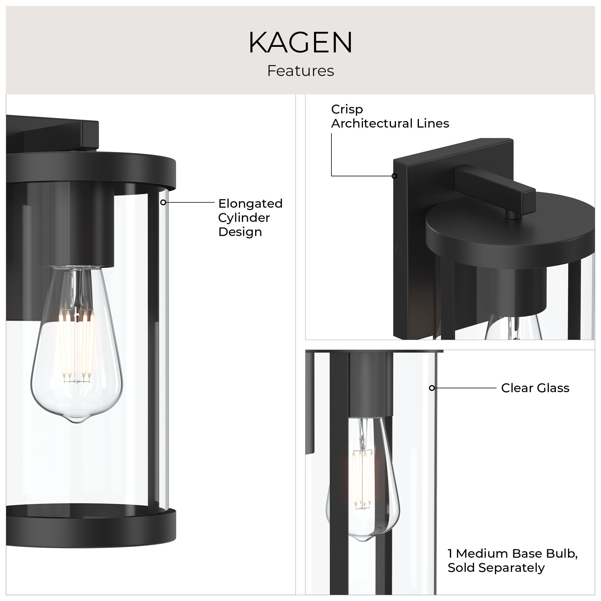 Kagen Extra Large Outdoor Wall Light with Clear Glass Panels