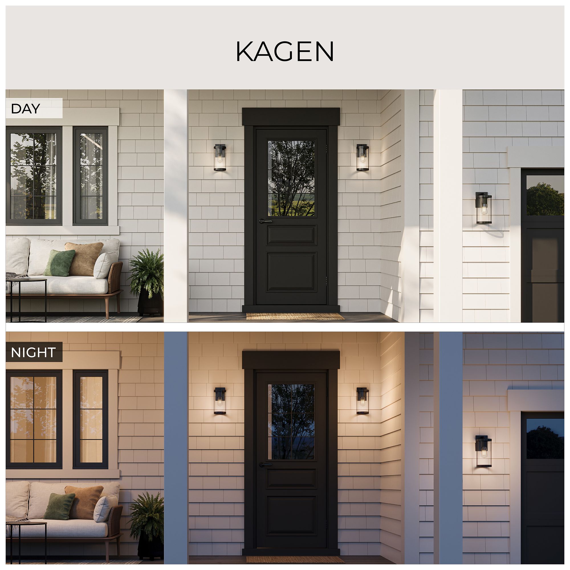 Kagen Extra Large Outdoor Wall Light with Clear Glass Panels