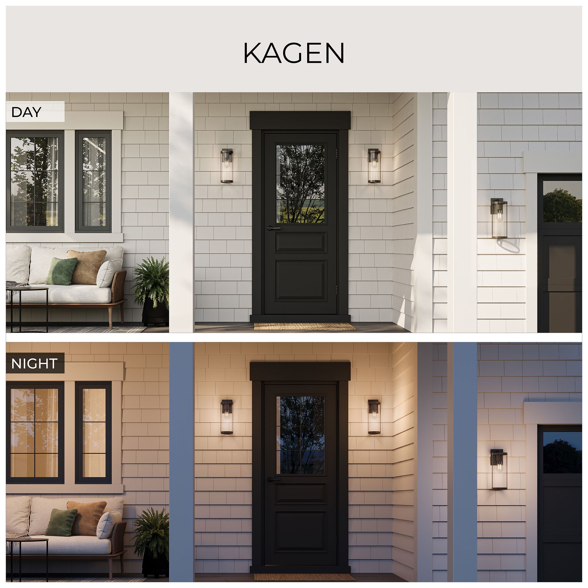 Kagen Large Outdoor Wall Light with Clear Glass Panels
