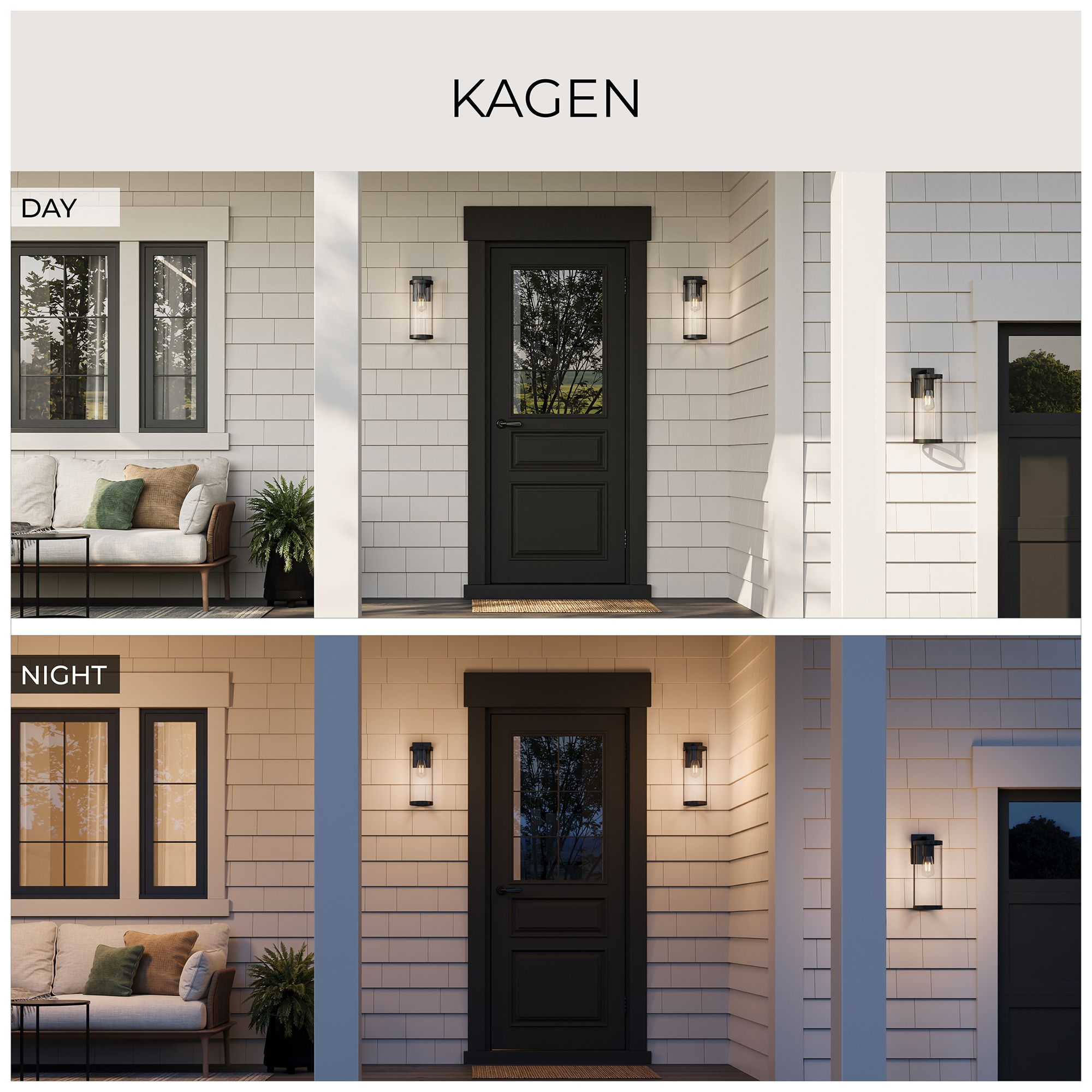 Kagen Large Outdoor Wall Light with Clear Glass Panels