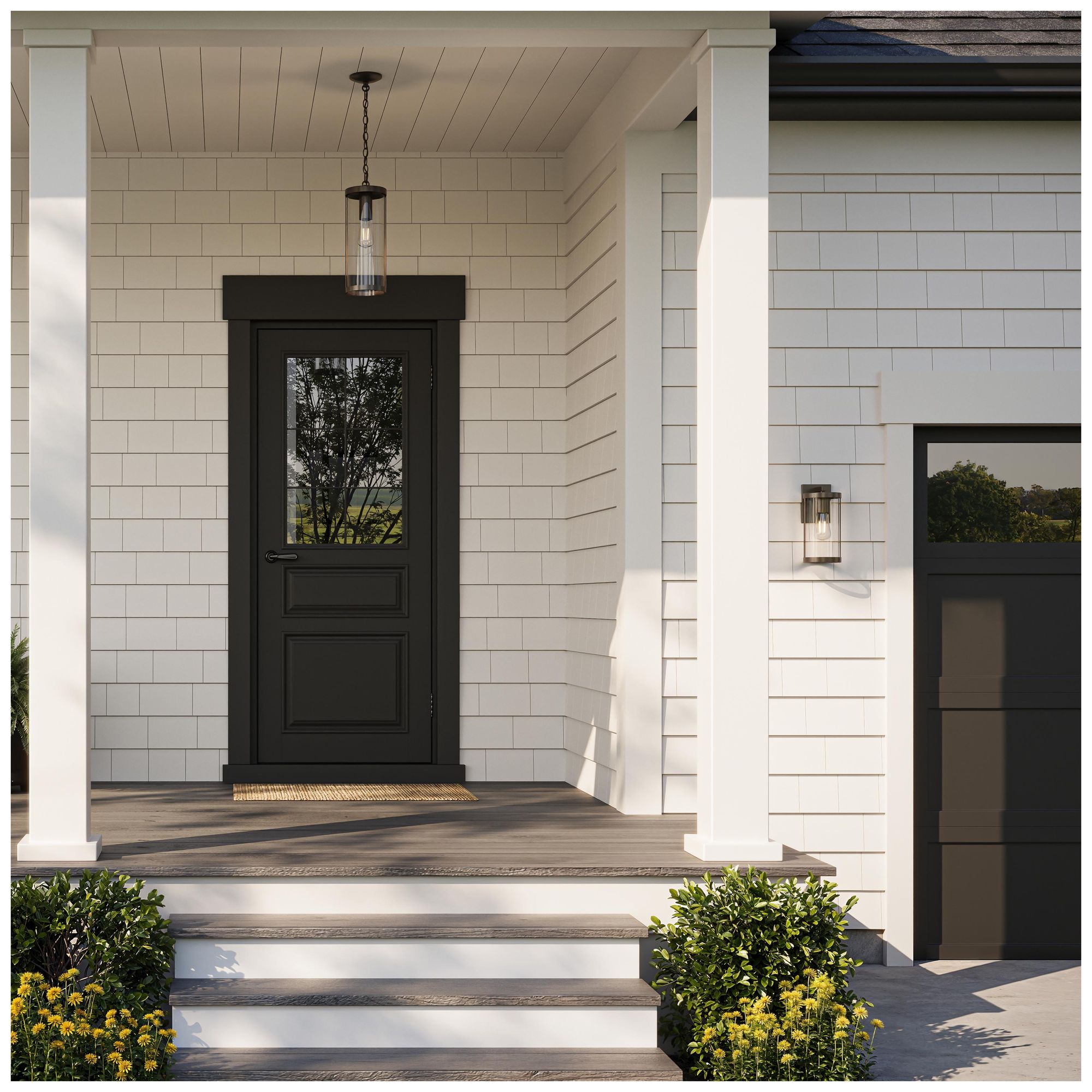 Kagen Medium Outdoor Wall Light with Clear Glass Panels