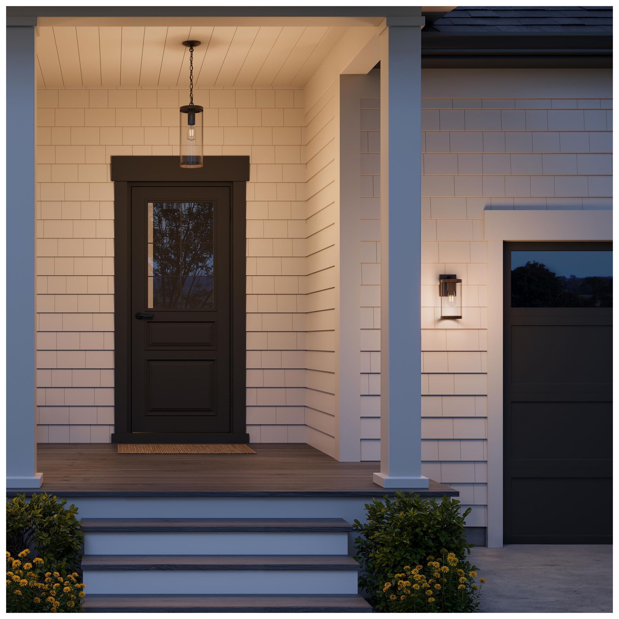 Kagen Medium Outdoor Wall Light with Clear Glass Panels