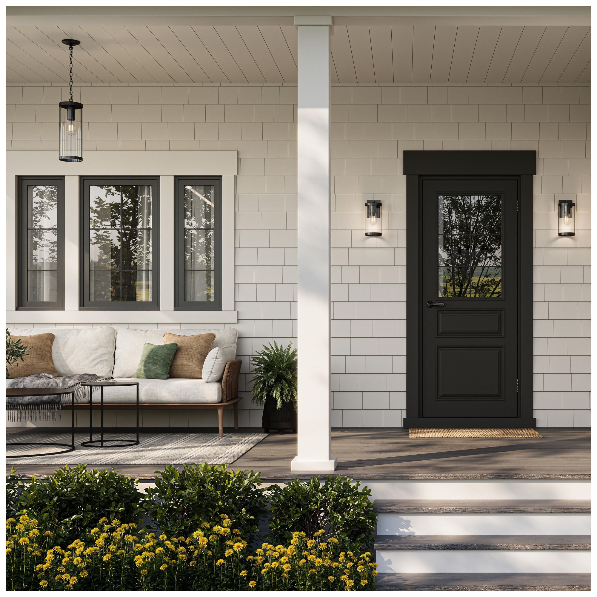 Image 2 Kagen Medium Outdoor Wall Light with Clear Glass Panels more views