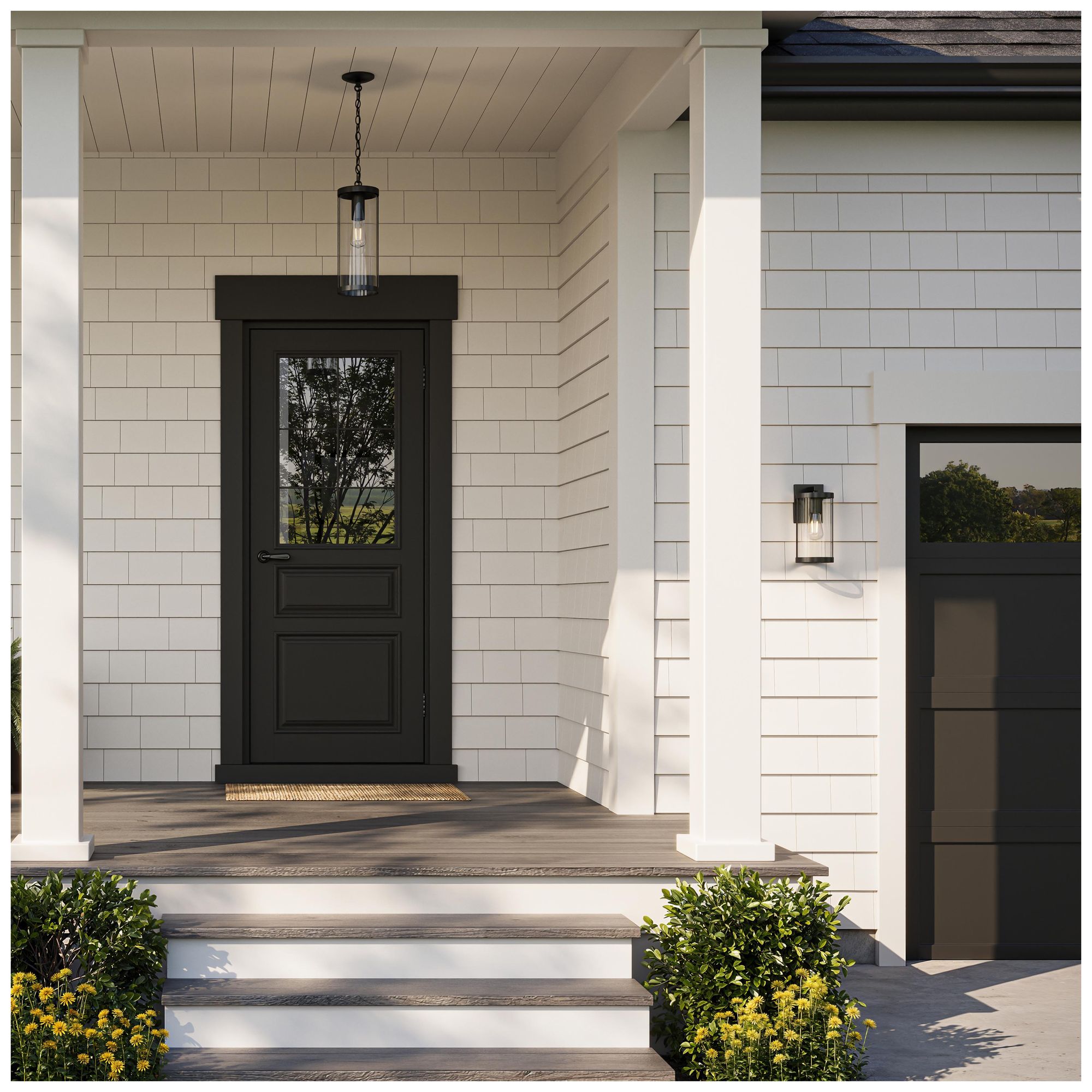Kagen Medium Outdoor Wall Light with Clear Glass Panels