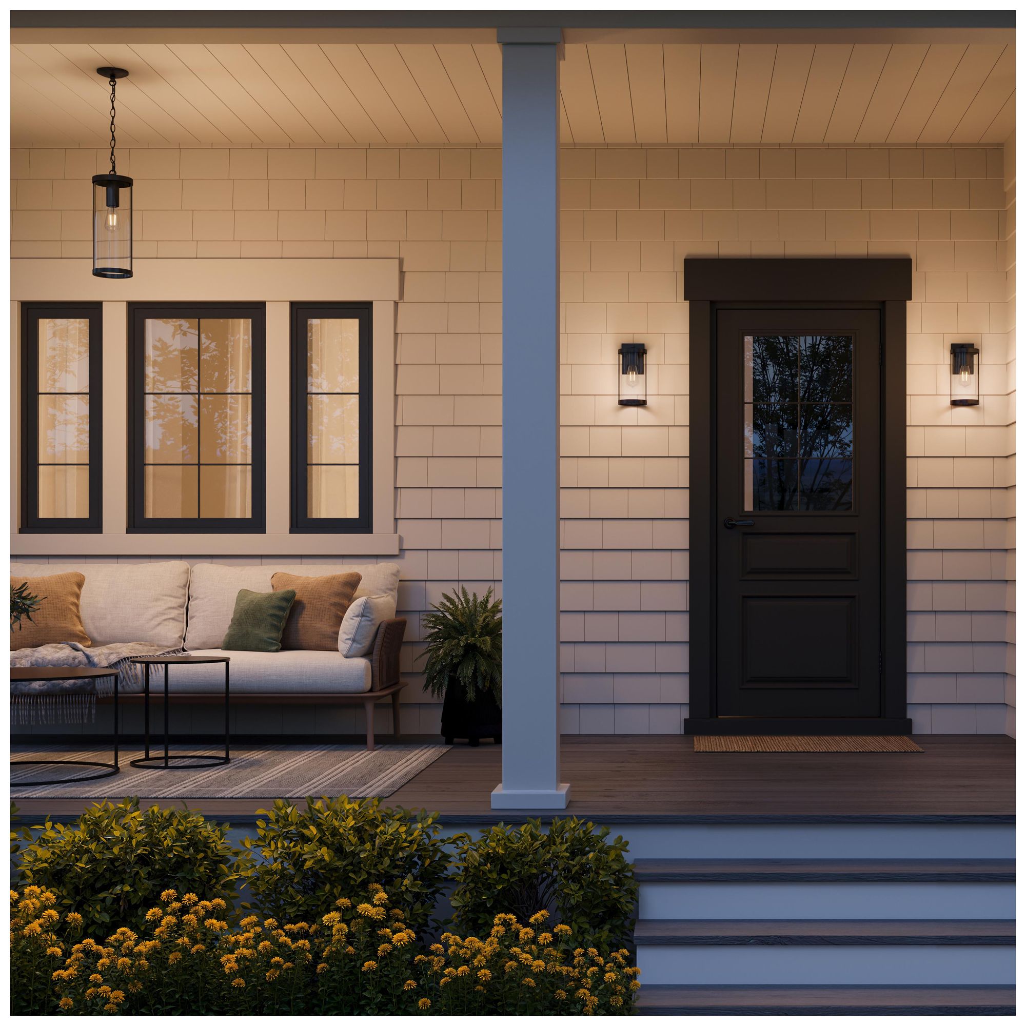 Image 4 Kagen Medium Outdoor Wall Light with Clear Glass Panels more views