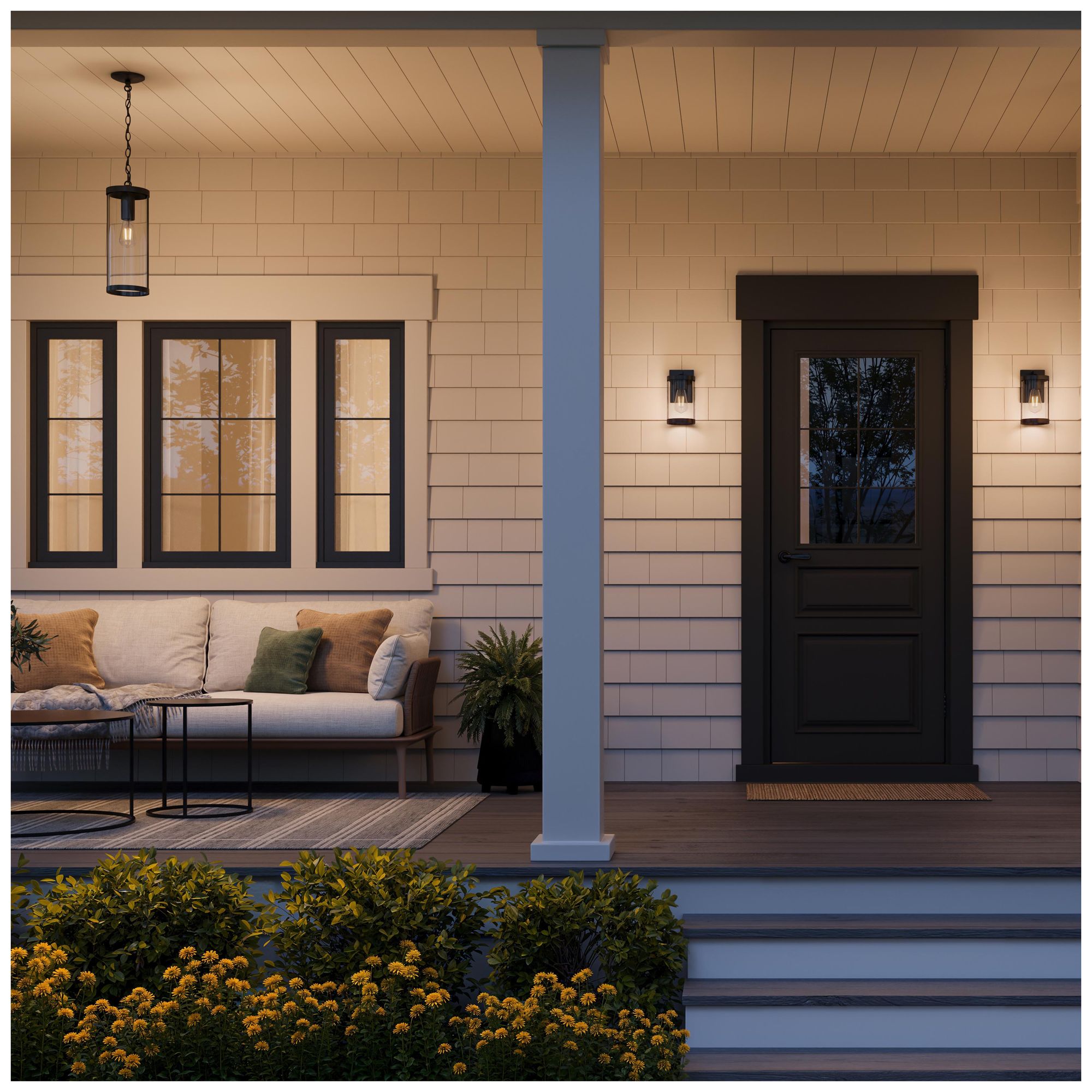 Image 5 Kagen Outdoor Pendant Light with Clear Glass Panels more views