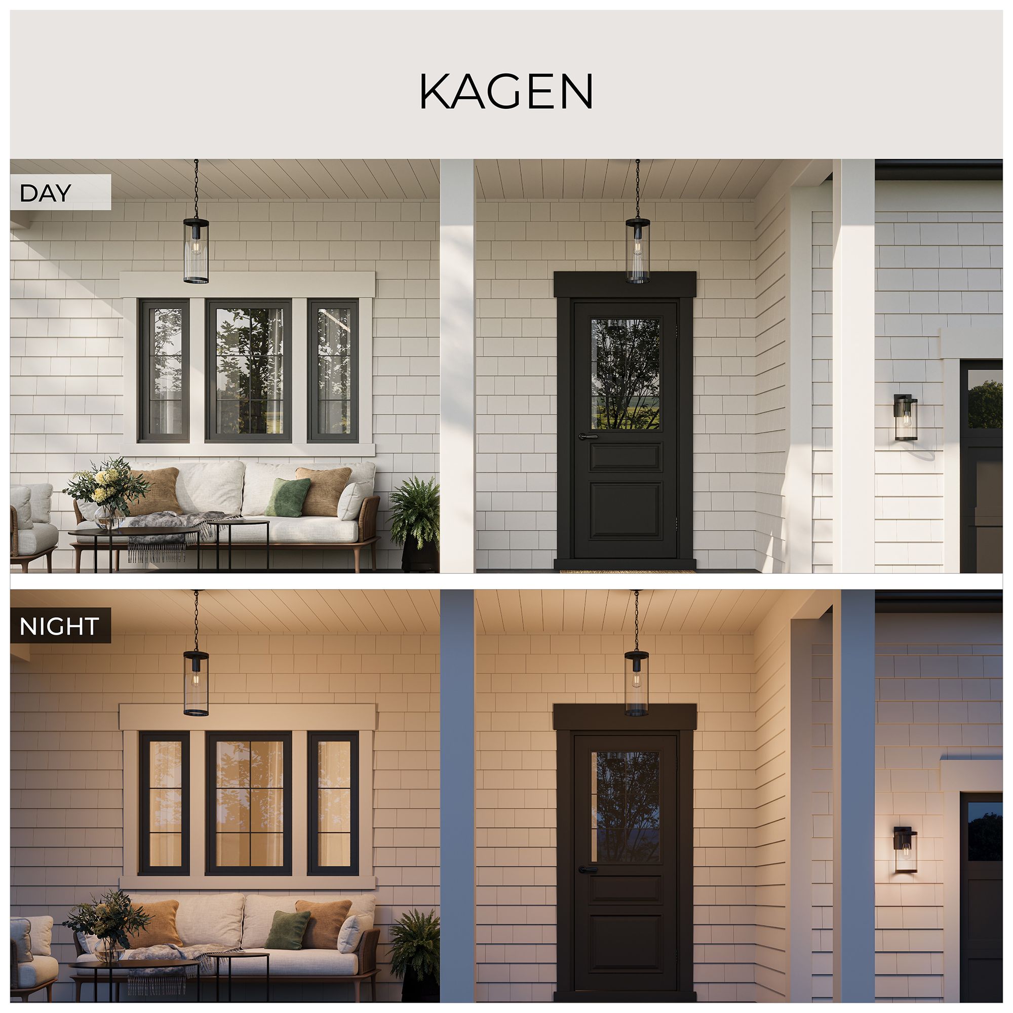 Kagen Outdoor Pendant Light with Clear Glass Panels
