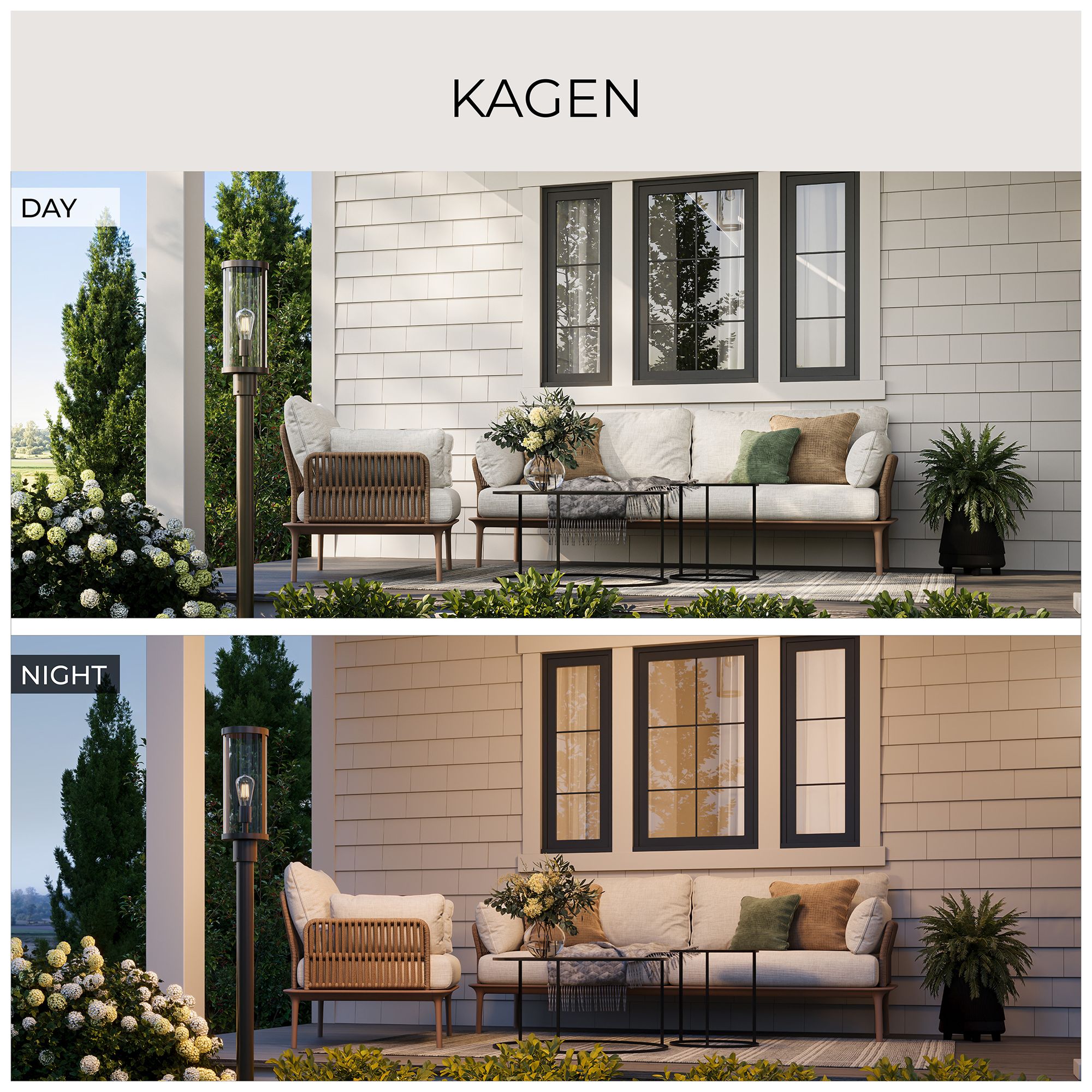 Kagen Outdoor Post Light with Clear Glass Panels