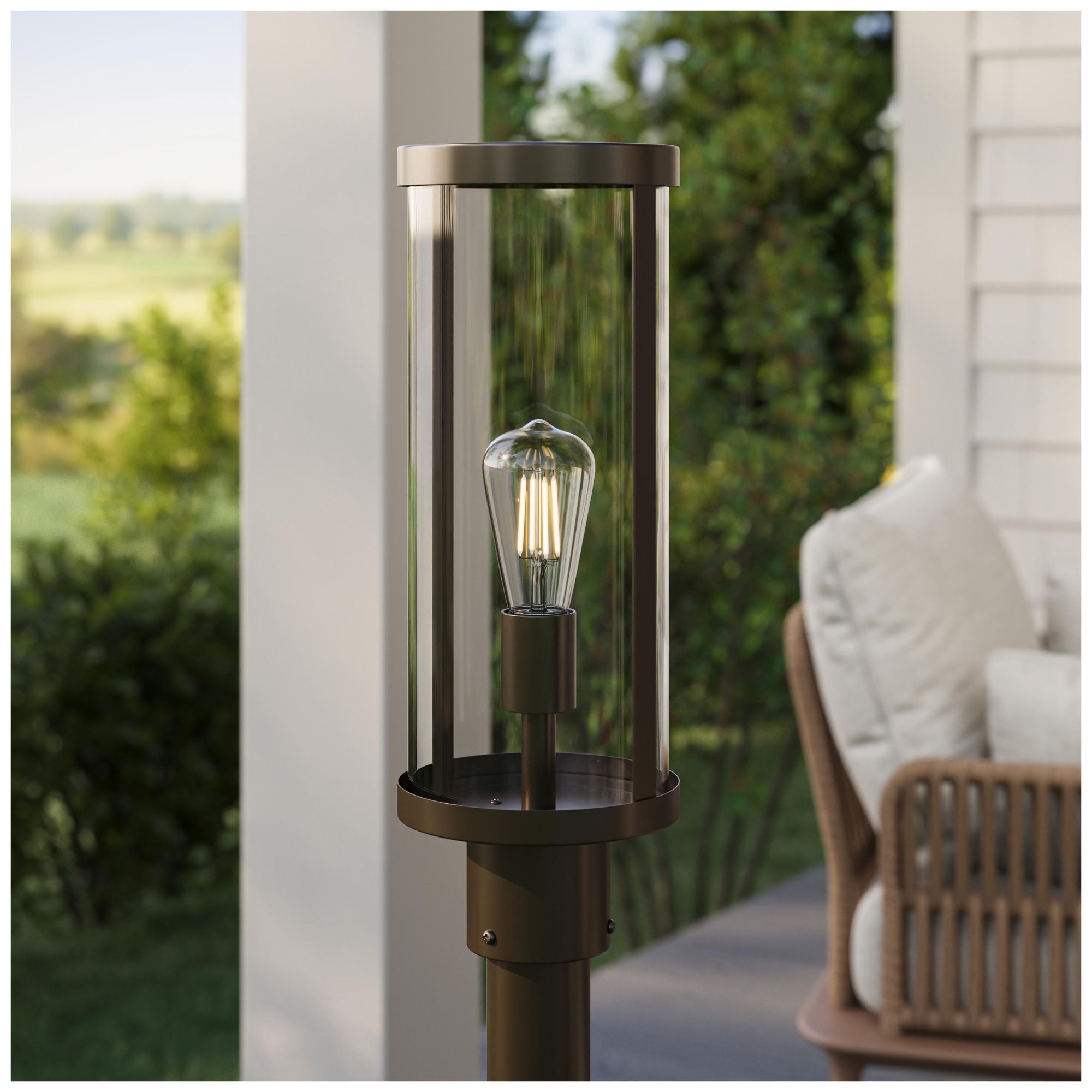 Kagen Outdoor Post Light with Clear Glass Panels