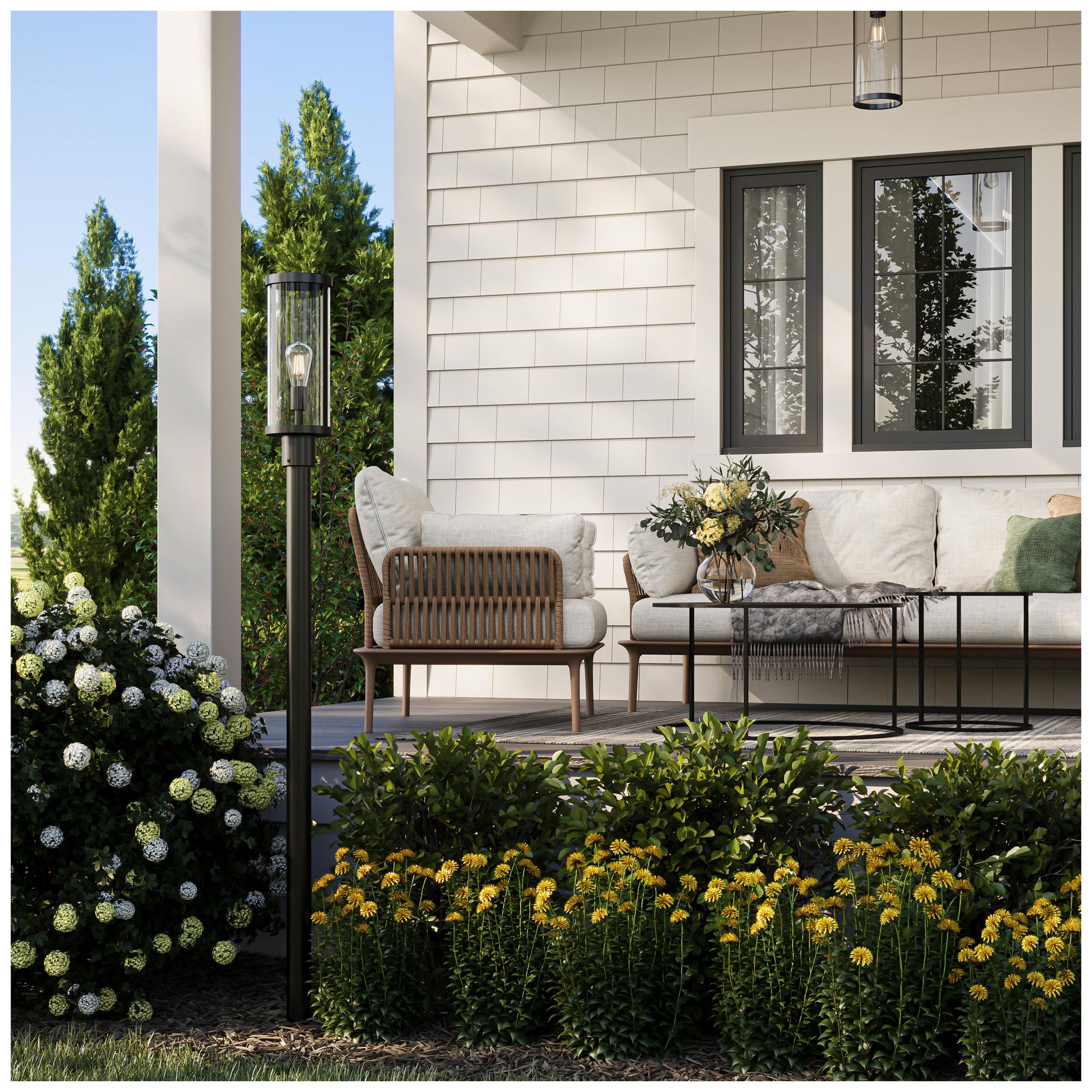 Image 2 Kagen Outdoor Post Light with Clear Glass Panels more views