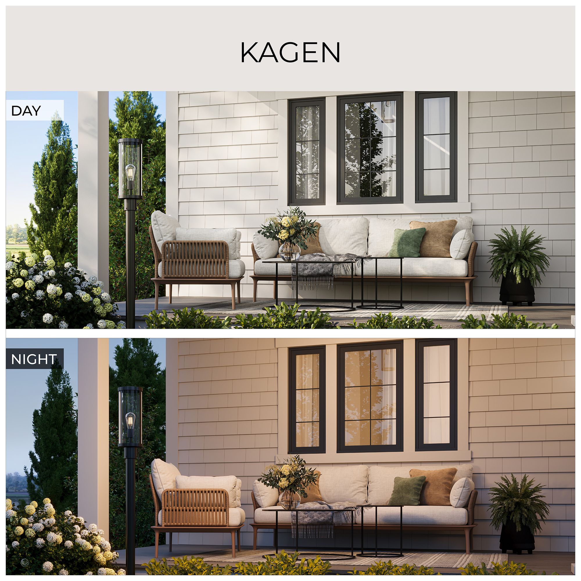 Kagen Outdoor Post Light with Clear Glass Panels