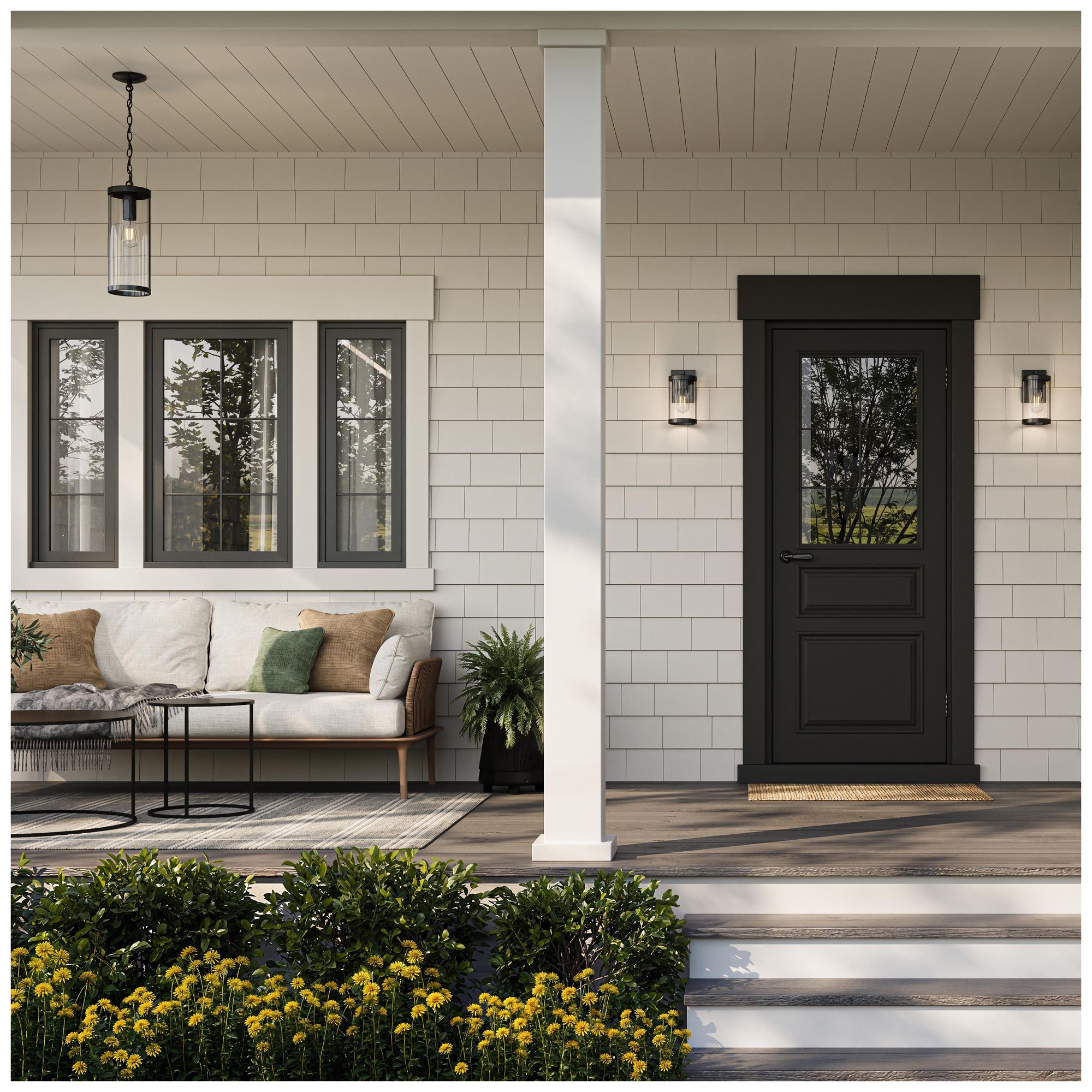 Image 3 Kagen Small Outdoor Wall Light with Clear Glass Panels more views