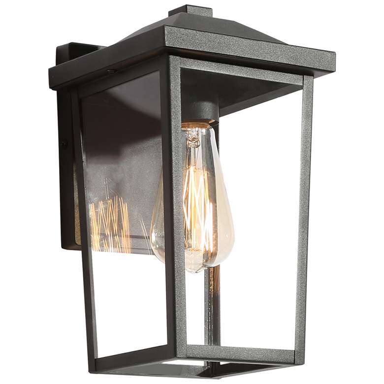 Image 1 Kagib 11.4" High Black Glass Outdoor Wall Light