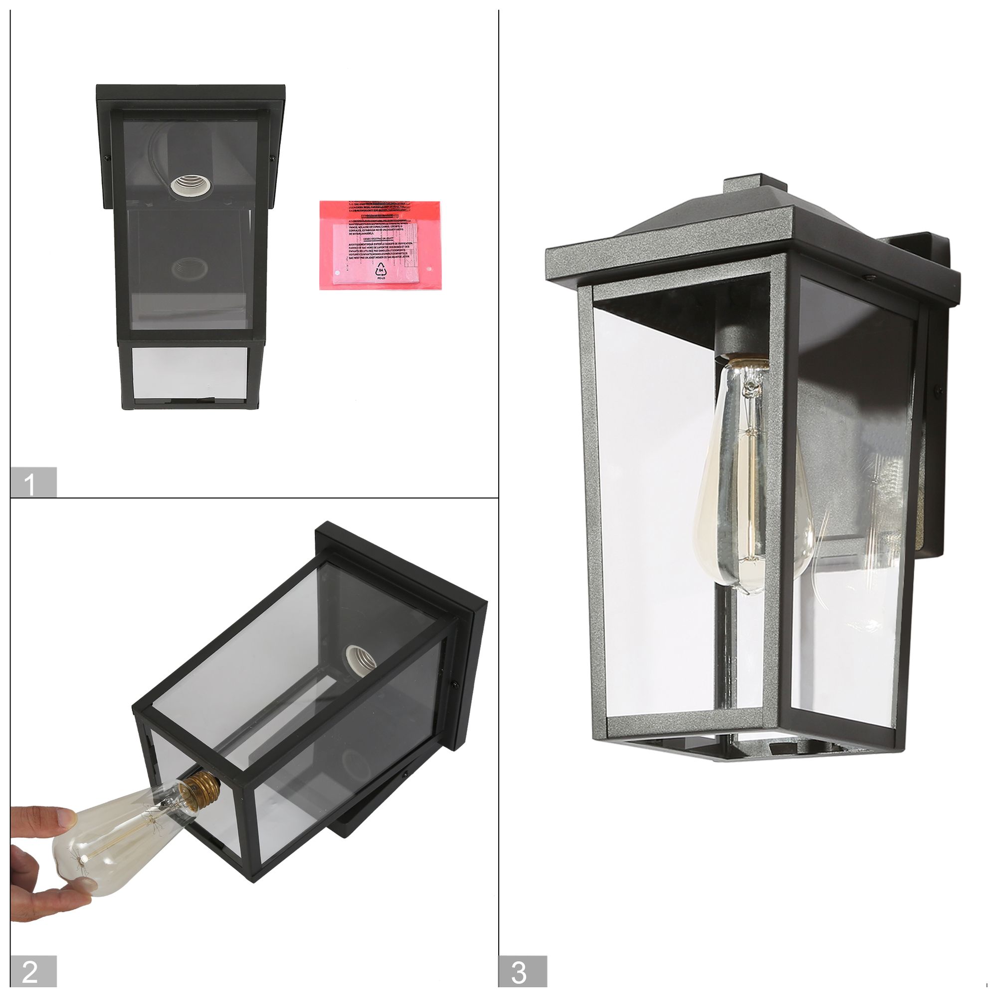 Image 5 Kagib 11.4" High Black Glass Outdoor Wall Light more views