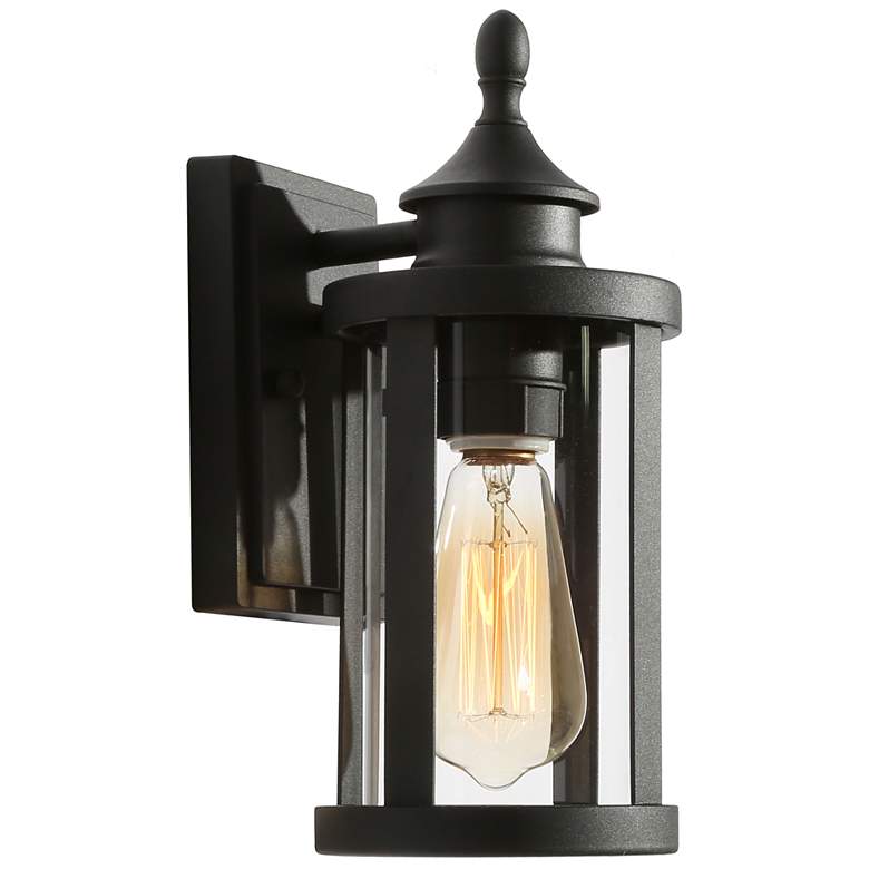 Image 1 Kagib 11.8" High Black Glass Outdoor Wall Light