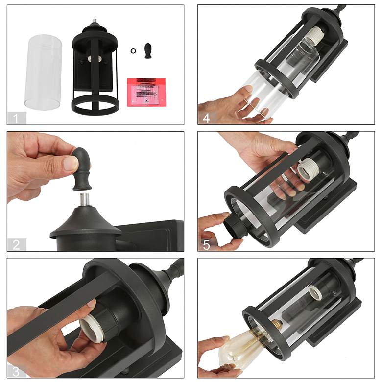 Image 5 Kagib 11.8" High Black Glass Outdoor Wall Light more views