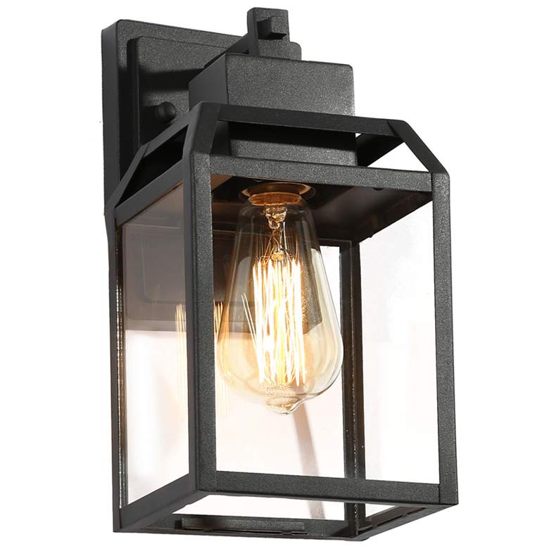 Image 1 Kagib 11" High Black Glass Outdoor Wall Light