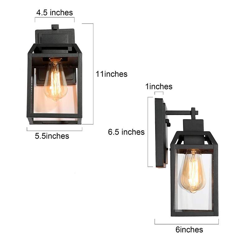 Image 3 Kagib 11" High Black Glass Outdoor Wall Light more views