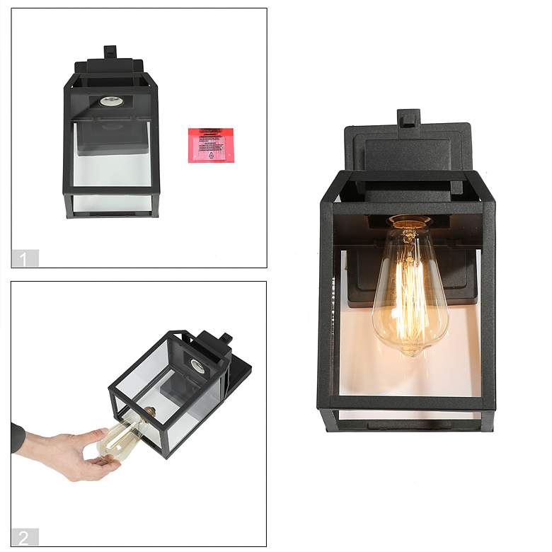 Image 5 Kagib 11" High Black Glass Outdoor Wall Light more views