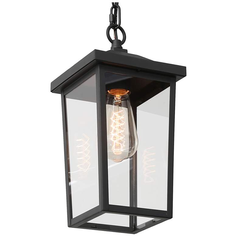 Image 1 Kagib 13" High Black Glass Outdoor Hanging Light