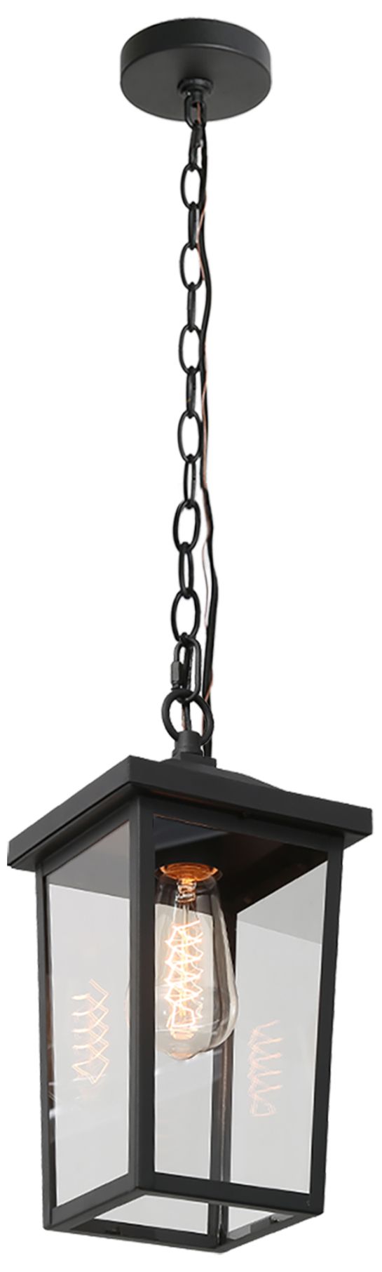 Kagib 13" High Black Glass Outdoor Hanging Light