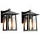 Kagib 9.1" High Black Glass Outdoor Wall Light Set of 2