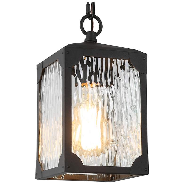 Image 1 Kagib 9.8" High Black Glass Outdoor Wall Light