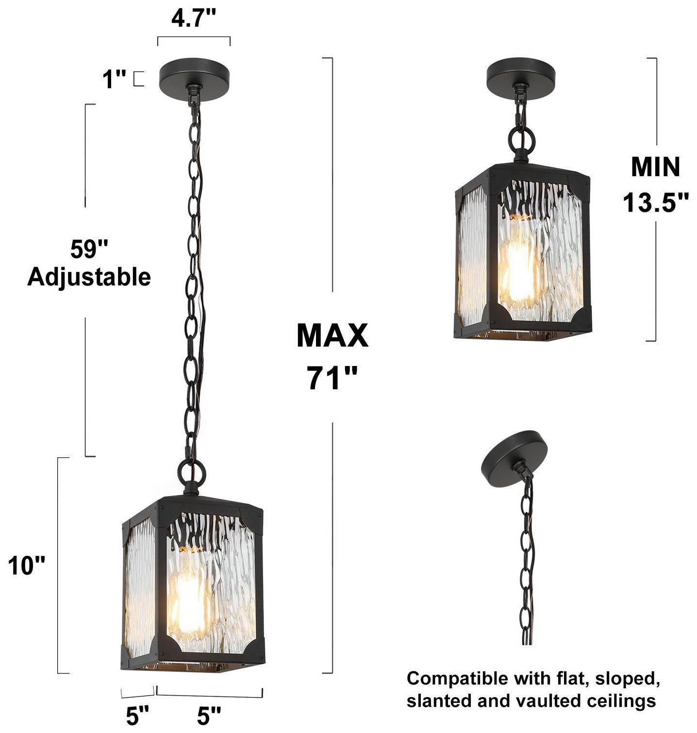 Image 6 Kagib 9.8" High Black Glass Outdoor Wall Light more views