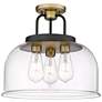 Kahana 15" Wide Black Brushed Brass 3-Light Ceiling Light