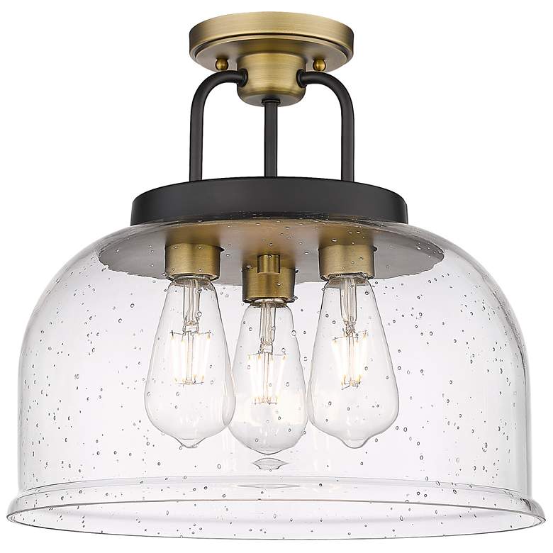 Image 1 Kahana 15" Wide Black Brushed Brass 3-Light Ceiling Light