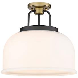 Image1 of Kahana 15"W Black Brushed Brass Ceiling Light w/ White Glass