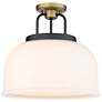 Kahana 15"W Black Brushed Brass Ceiling Light w/ White Glass