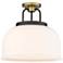Kahana 15"W Black Brushed Brass Ceiling Light w/ White Glass