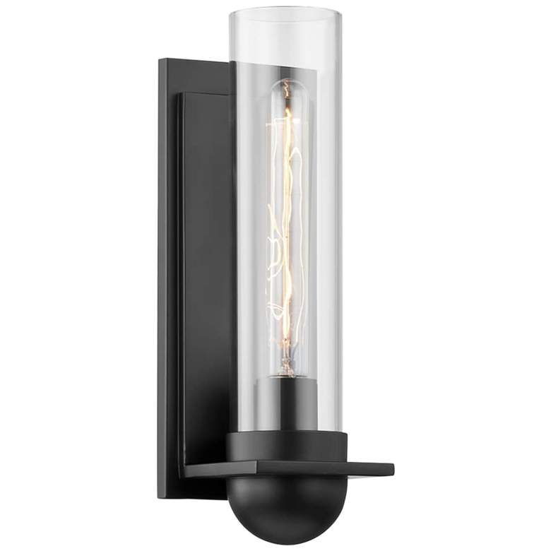 Image 1 Kai 13 1/2 inch High Satin Black Wall Sconce