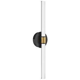 Image1 of Kai 24 1/2" High Black with Lacquered Brass LED Wall Sconce