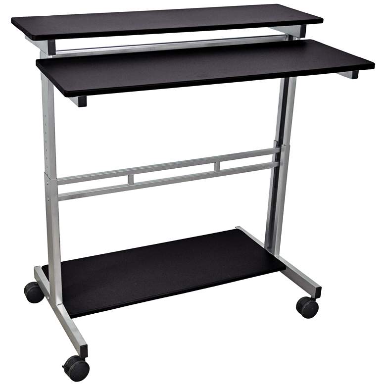 Image 1 Kai Silver and Black 2-Tier Shelf Stand Up Desk