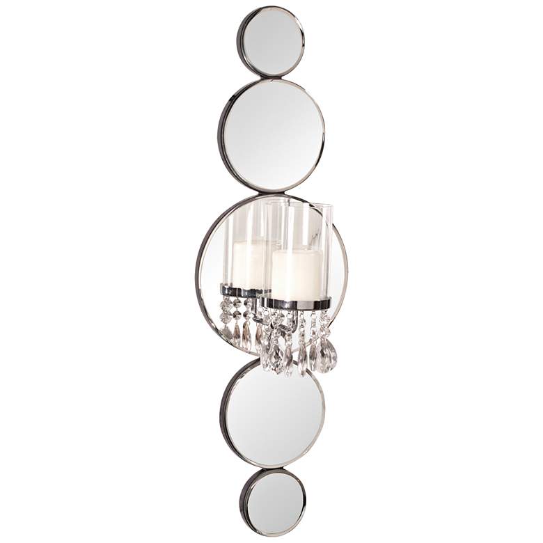 Image 2 Kaia Mirrored Glass Pillar Candle Holder Wall Sconce more views