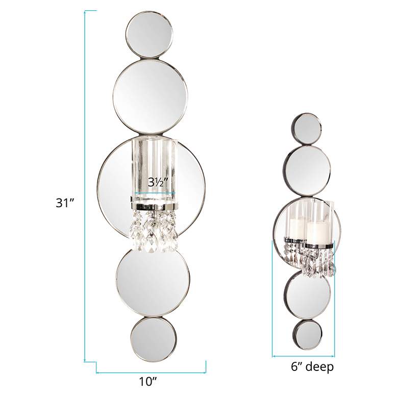 Image 3 Kaia Mirrored Glass Pillar Candle Holder Wall Sconce more views
