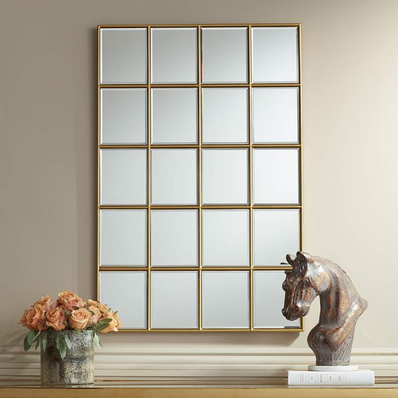 Image 1 Kailan Gold 24 inch x 36 inch Rectangular Paneled Wall Mirror