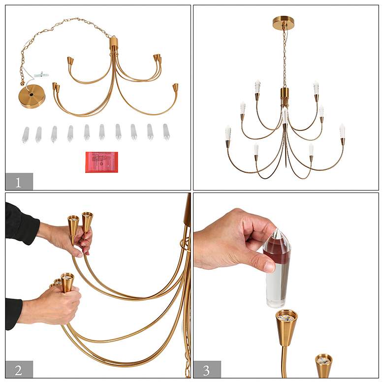 Image 6 Kailashstan 10-Light LED 2-Tier Gold Classic Chandelier more views