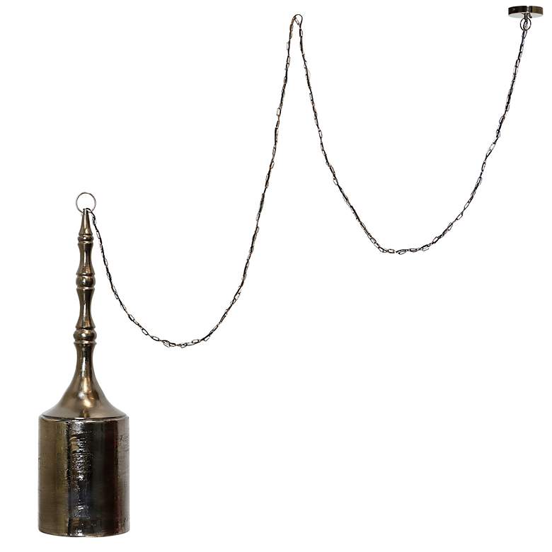 Image 3 Kaili 7"W Black Diamond on Glass with Aluminium Finial Pendant more views