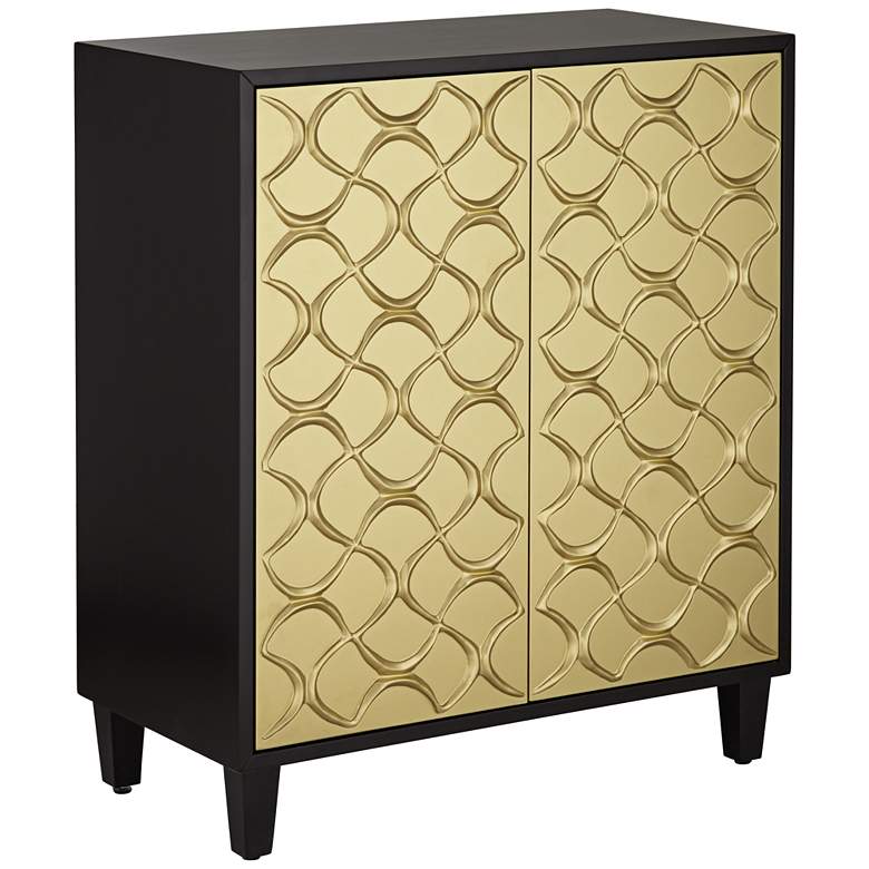 Kais 30 3/4 inch Wide Black and Gold 2-Door Chest