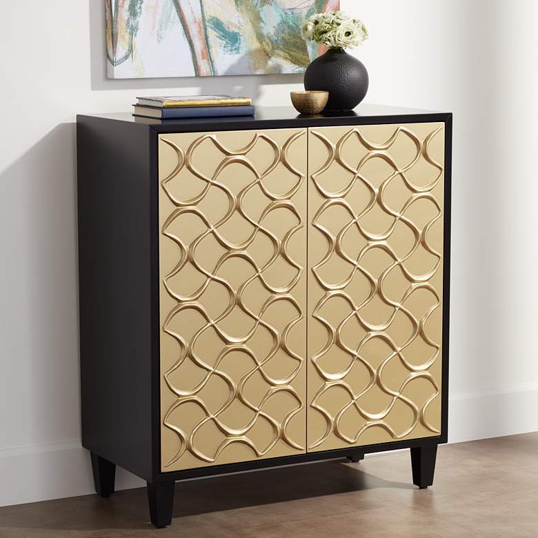 Image 1 Kais 30 3/4 inch Wide Black and Gold 2-Door Chest