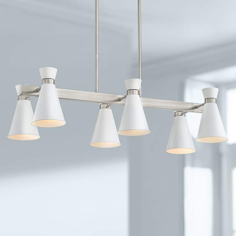 Image 1 Kaitlyn 34" Wide Brushed Nickel 6-Light Island Pendant Light