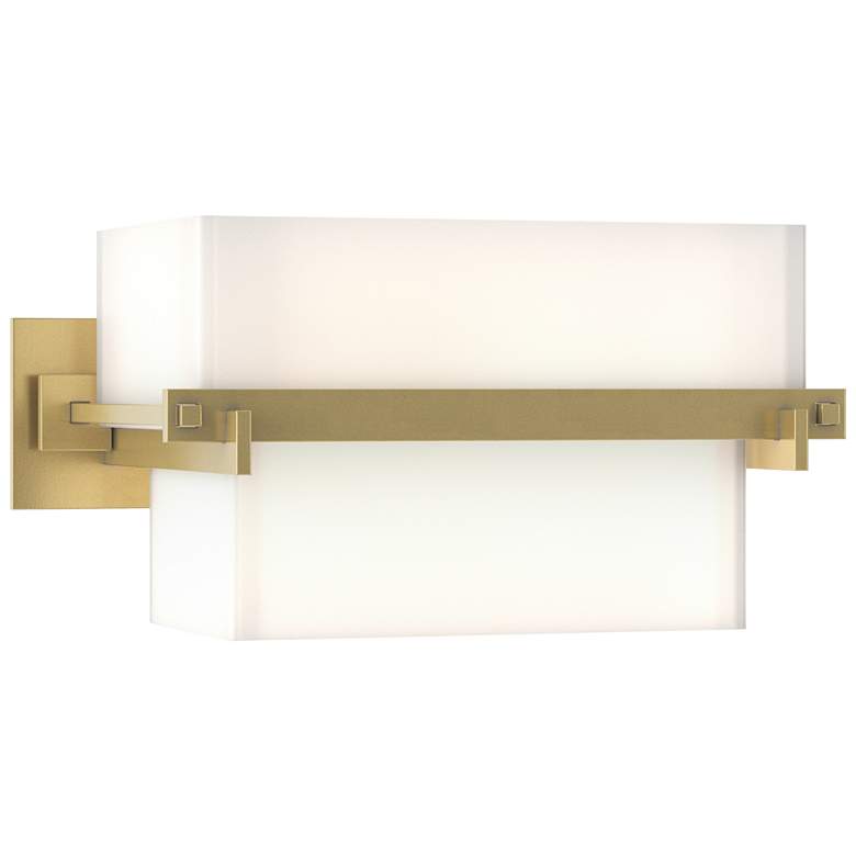 Image 1 Kakomi 5" High Wide Modern Brass Sconce With Opal Glass Shade
