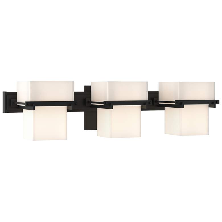 Image 1 Kakomi 6" High 3 Light Black Sconce With Opal Glass Shade