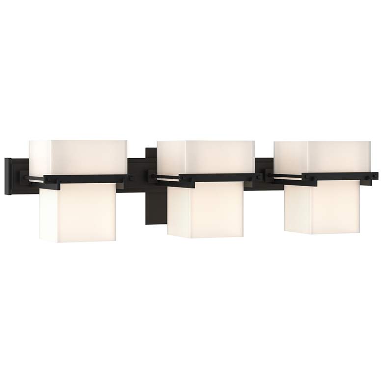 Image 1 Kakomi 6 inch High 3 Light Black Sconce With Opal Glass Shade