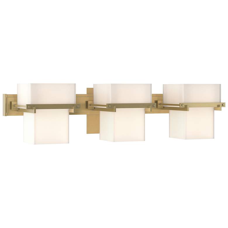 Image 1 Kakomi 6" High 3 Light Modern Brass Sconce With Opal Glass Shade