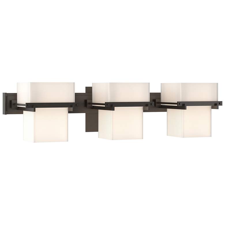 Image 1 Kakomi 6 inch High 3 Light Oil Rubbed Bronze Sconce With Opal Glass Shade
