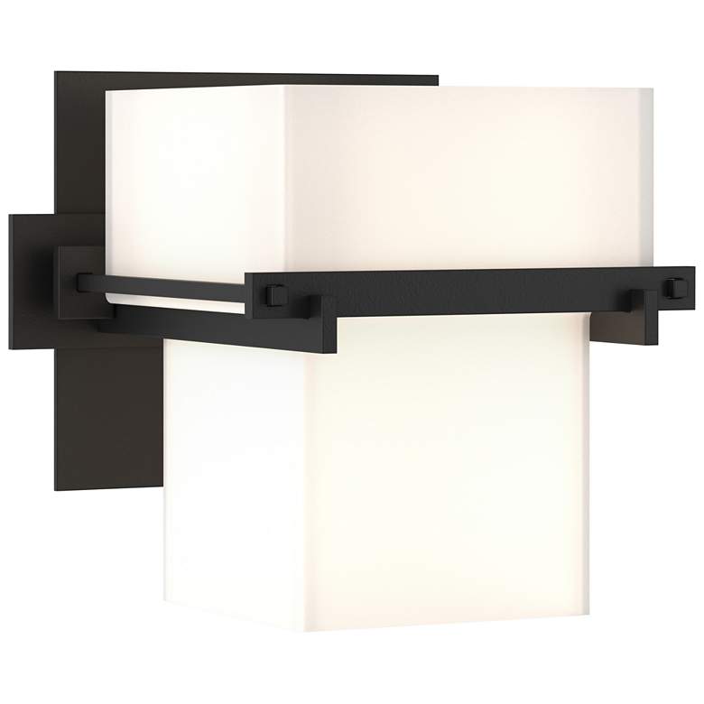 Image 1 Kakomi 6" High Tall Black Sconce With Opal Glass Shade